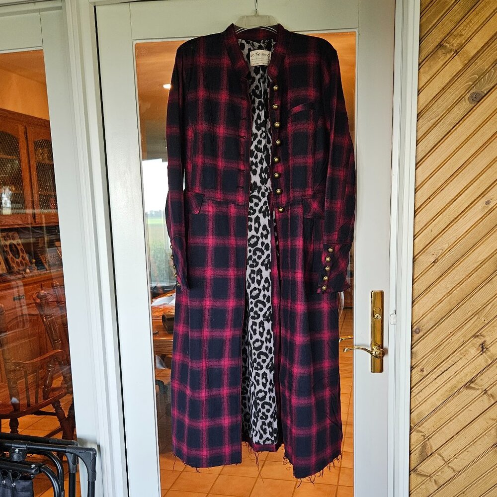 We The Free Plaid Long Coat - Red and Black